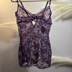 (#85) Purple Lace Chemise Nightgown - Women Intimates